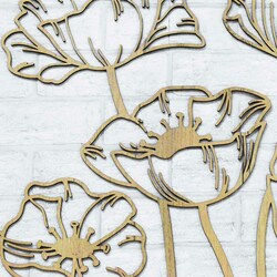 Wooden Wall Art - Poppies | Gold Craft Oak