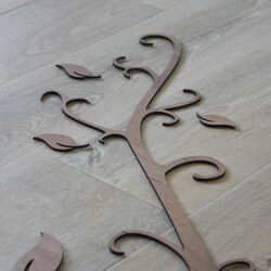 Wooden Family Tree with Photo Frames on the Wall | Tobacco Oak