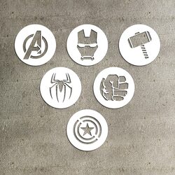 Wooden Stickers - Avengers Icons (6 pcs) | White