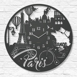Veľké vyrezávané hodiny na stenu - Paris | Antracitovo-šedá