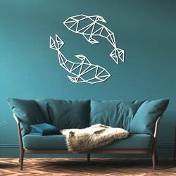Wooden Decor - Pisces Zodiac Sign | White
