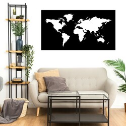 Wooden World Map on the Wall - Picture | Black