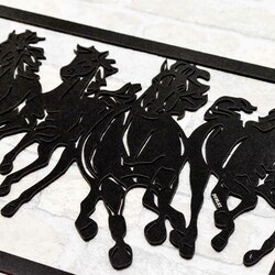 Fa falikép - Vágtató lovak | Fekete