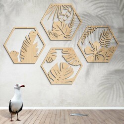 Floral Wall Art - Hexagons (4 pcs) | Maple