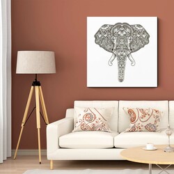 3D Wooden Engraved Wall Art - Elephant | White