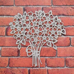 Decorative Sticker Made from Wood - Bouquet | Silver