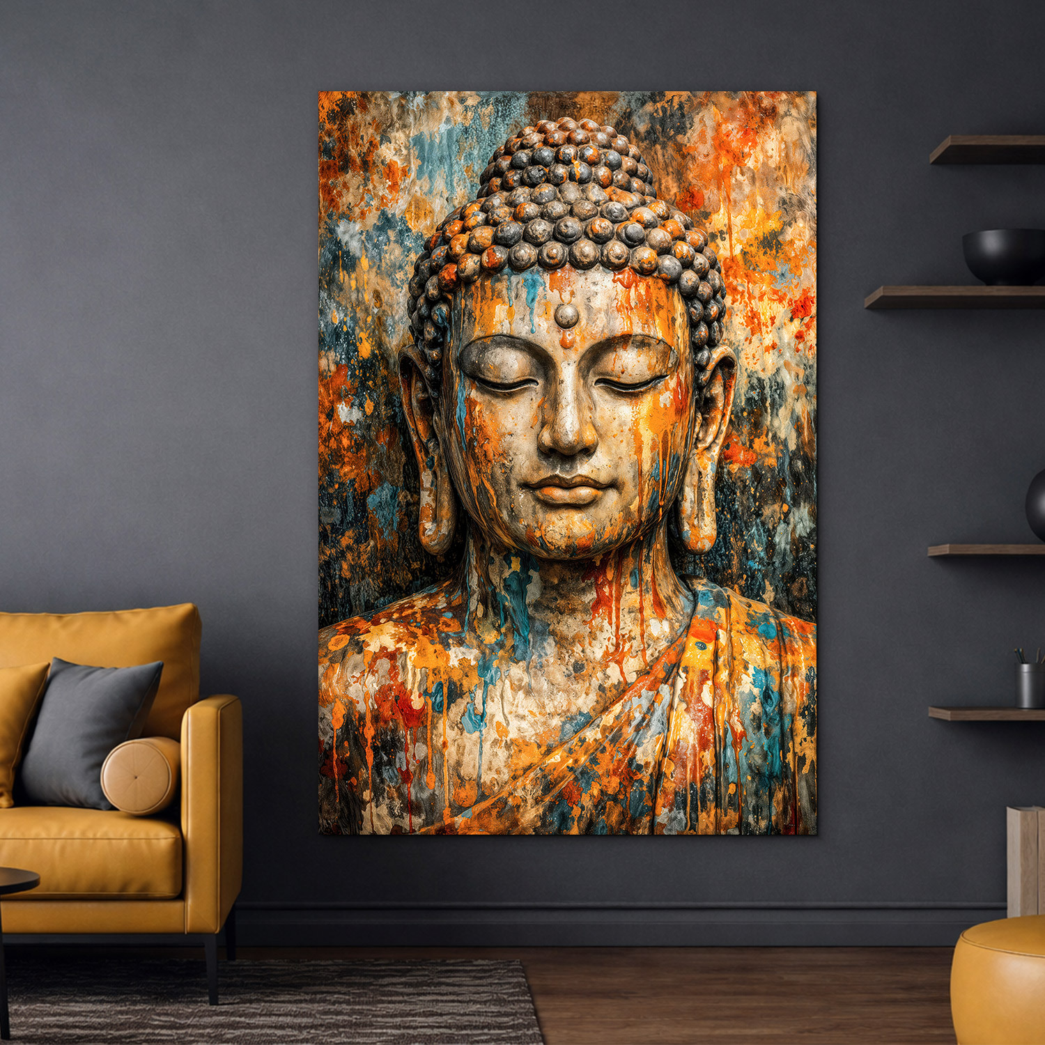 Drevený obraz na stenu - Buddha vo farbách