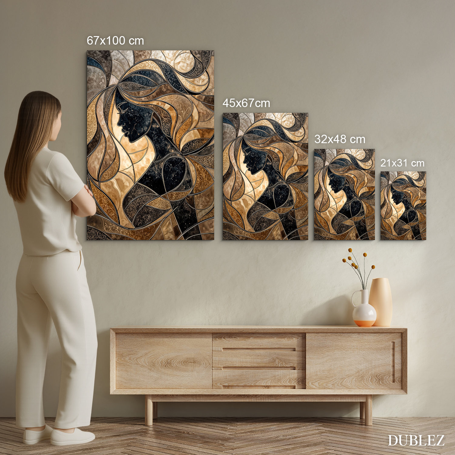 Drevený obraz - Art Deco portrét ženy