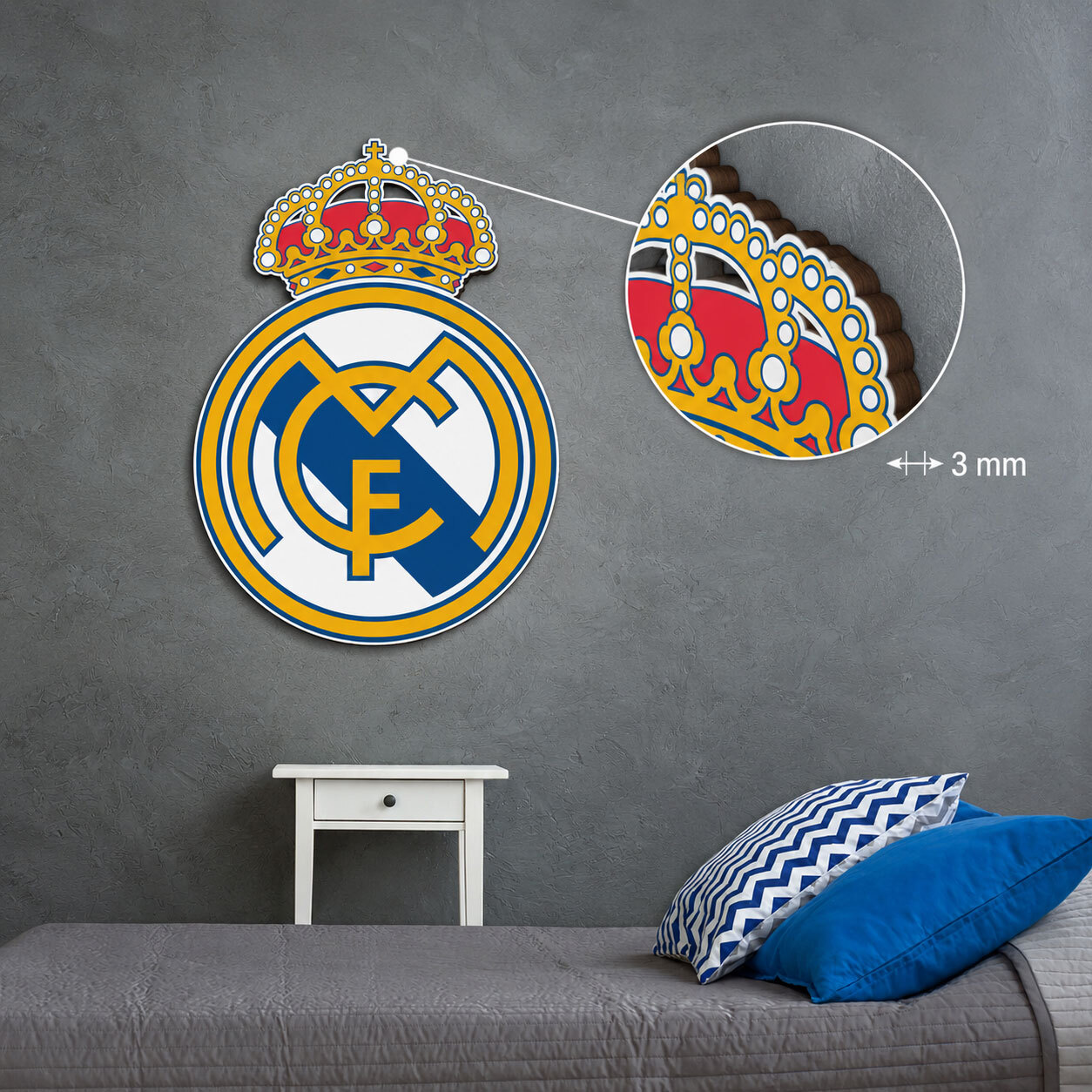 Drevené logo na stenu - FC Real Madrid