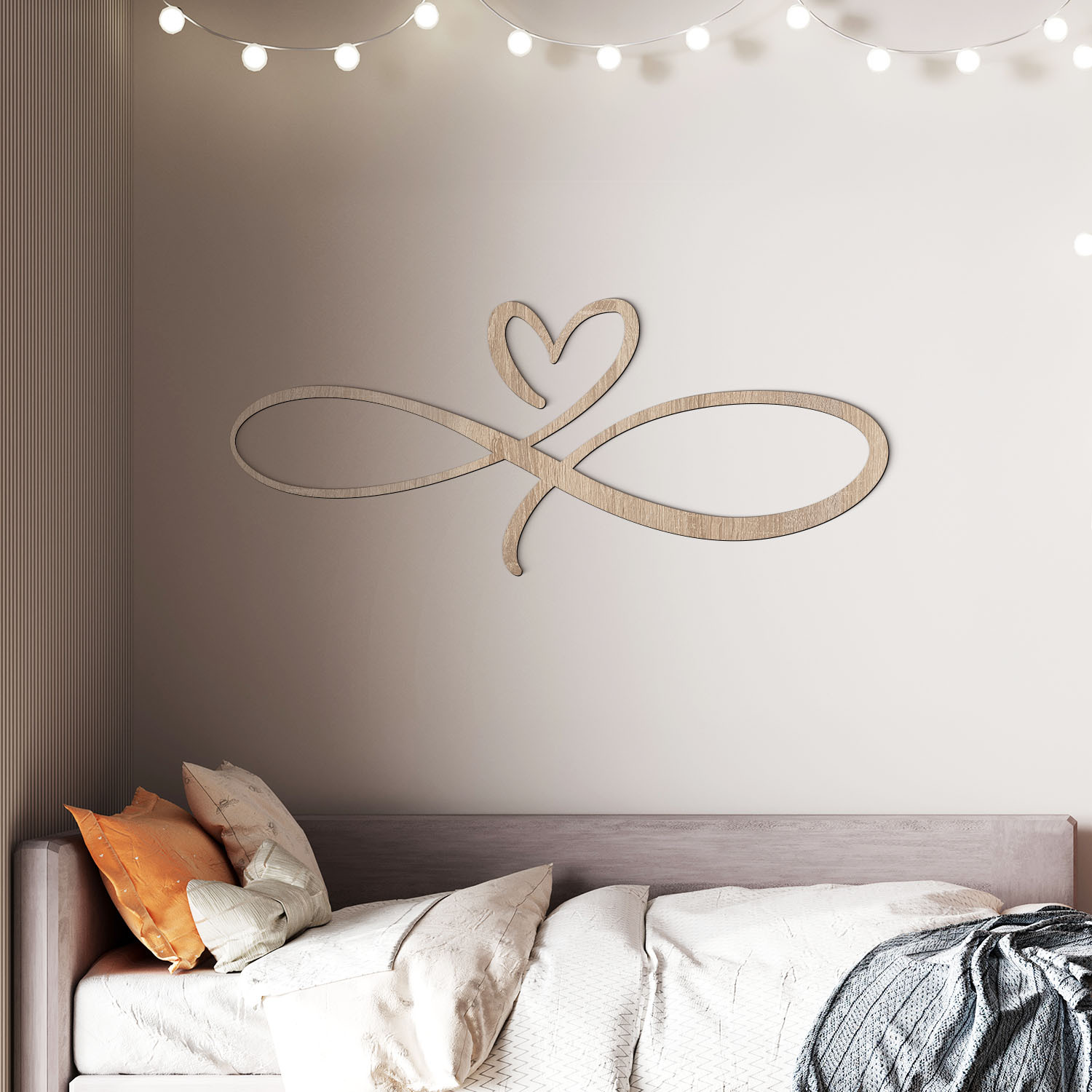 Drevená dekorácia do spálne - Nekonečná láska, Dub Sonoma