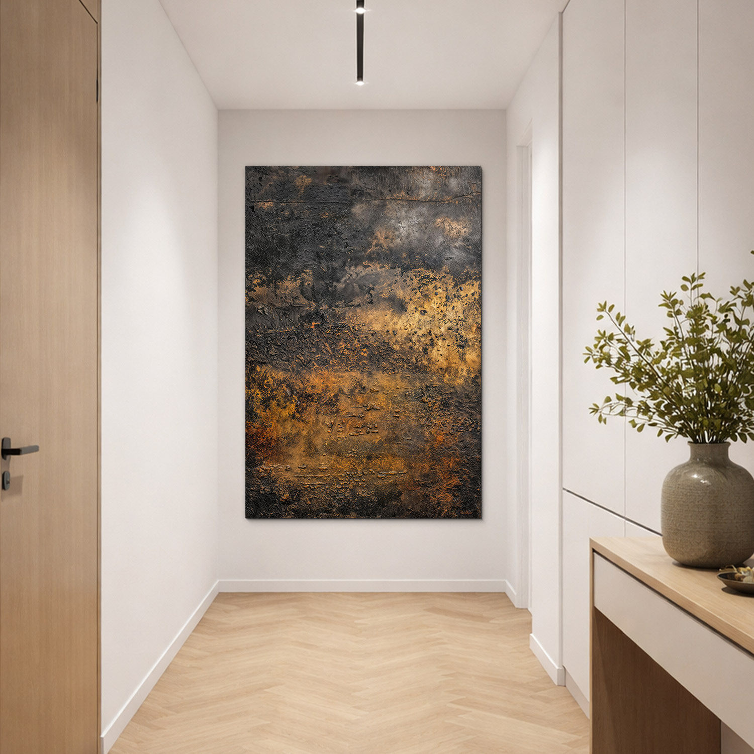 Imagine abstract pentru loft - Aur brut și rugină