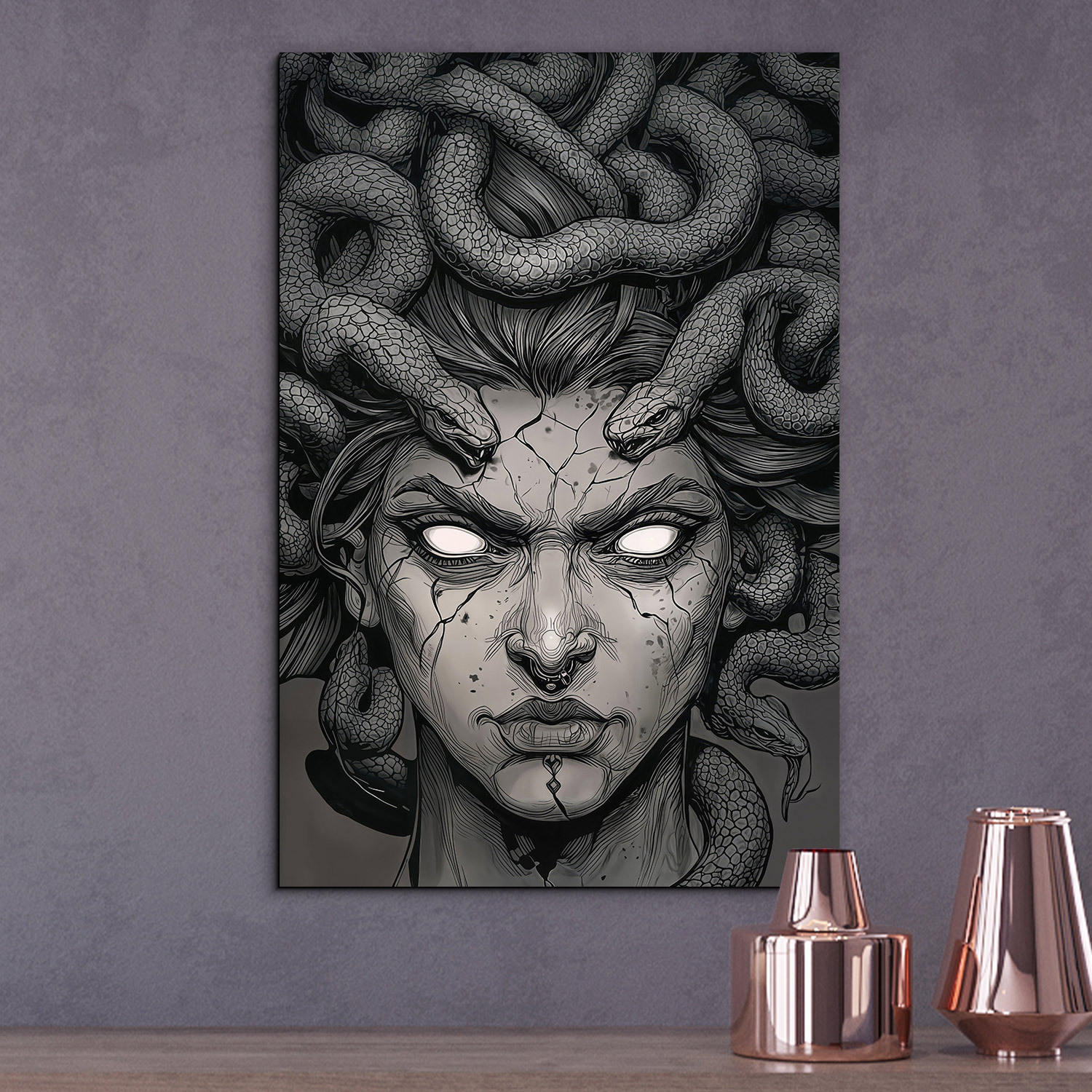Mytologický obraz z dreva - Medúza