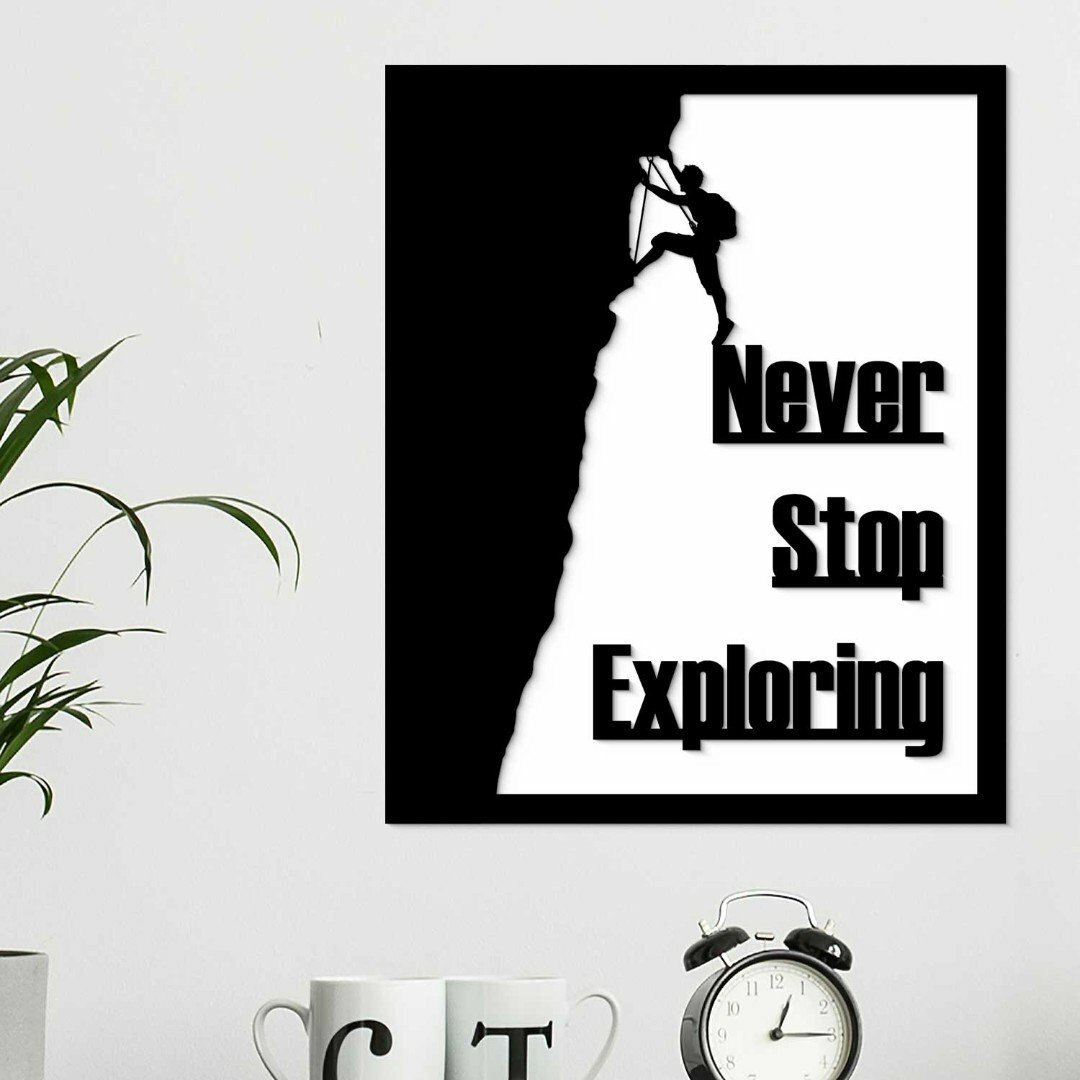 Dřevěný motivační obraz s citátem - Never Stop Exploring