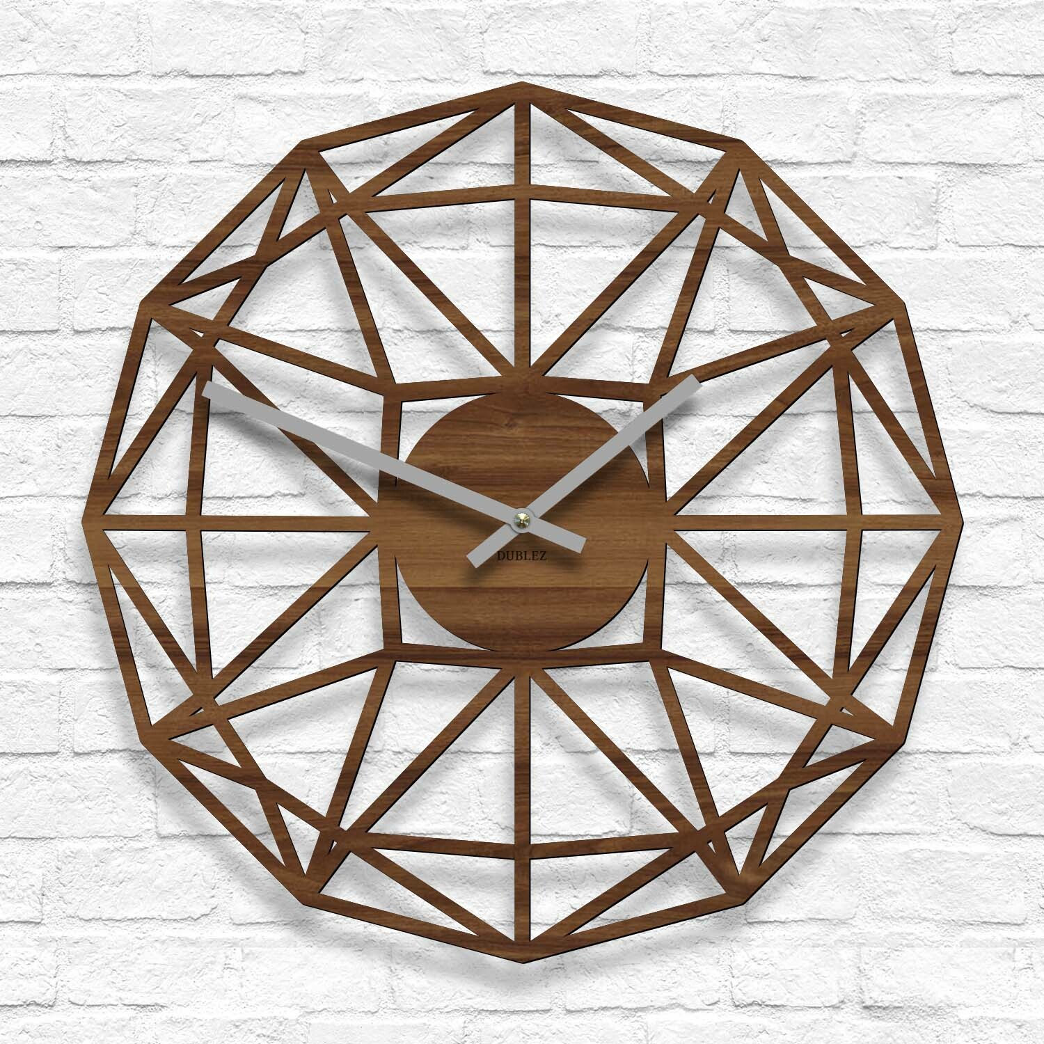Polygonálne drevené hodiny na stenu, Orech
