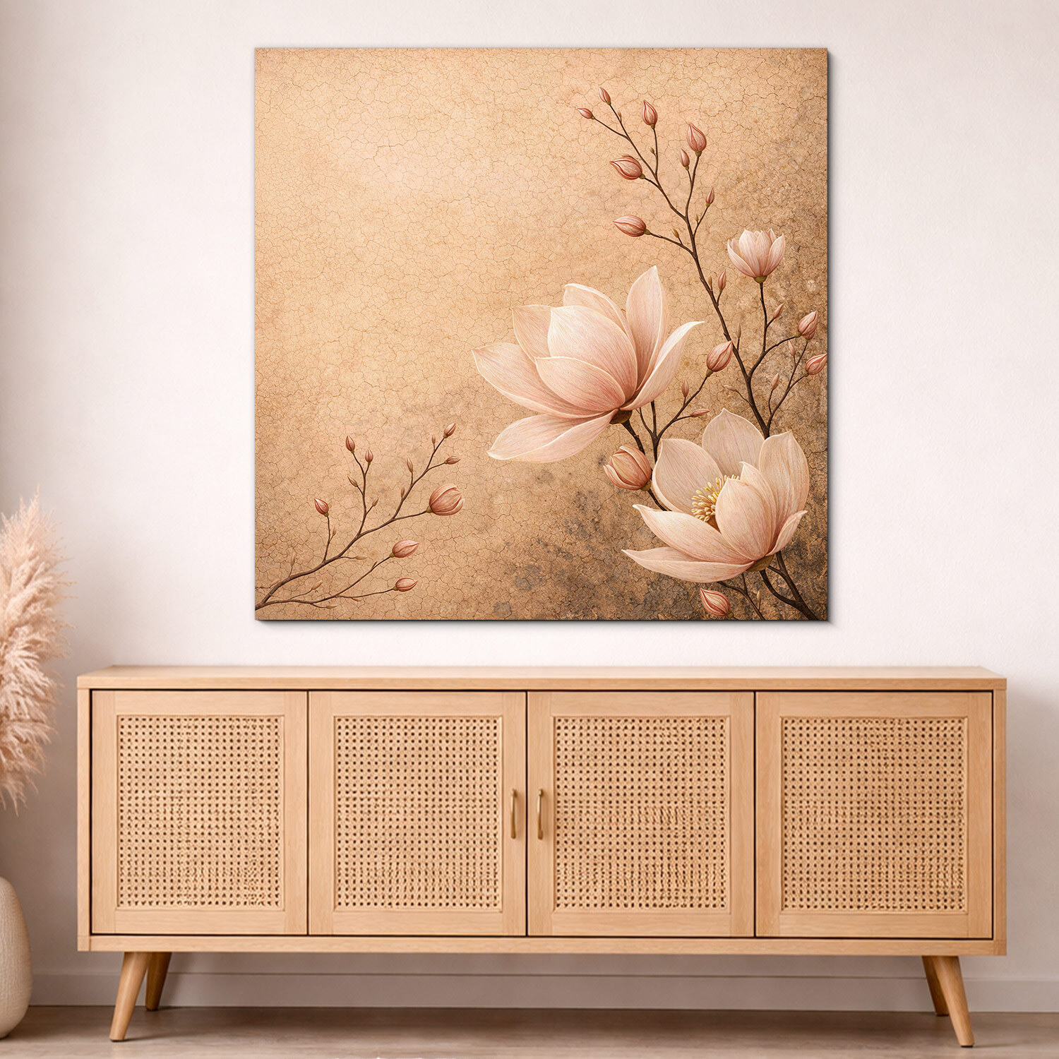 Obiect de artă vintage cu flori - Magnolie