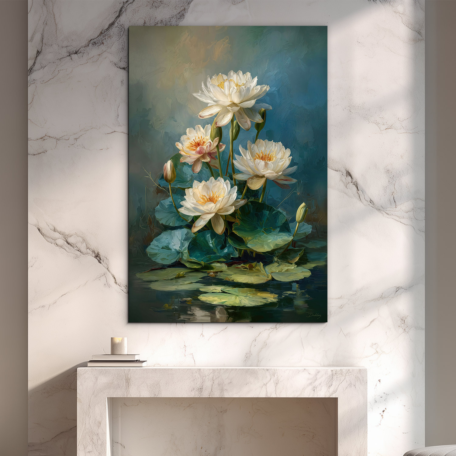 Tablou de lemn - Nufărul înflorit