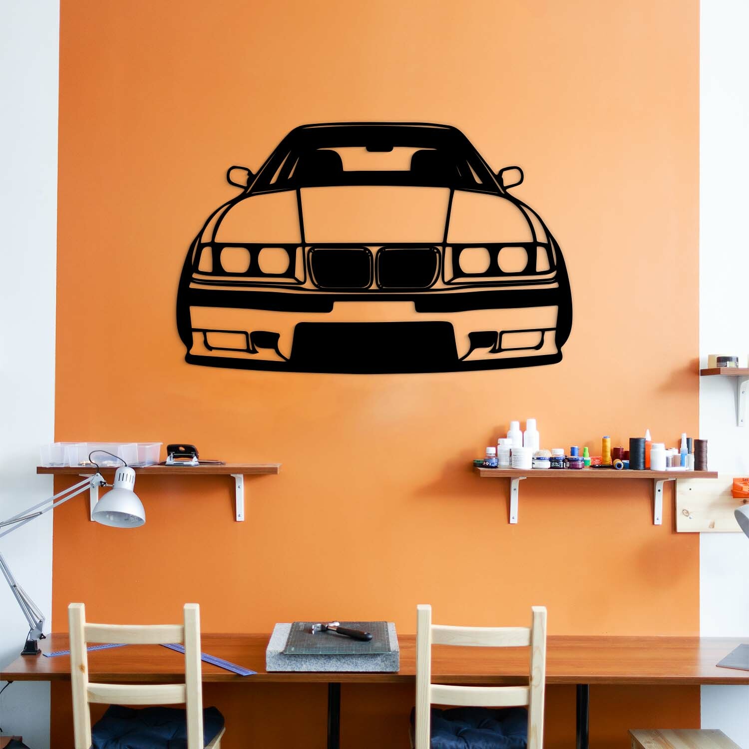 Drevený obraz na stenu - BMW E36, Čierna