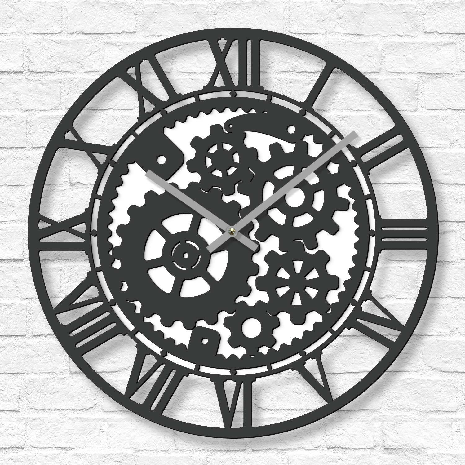 Industriálne nástenné hodiny - Technik, Antracitovo-šedá