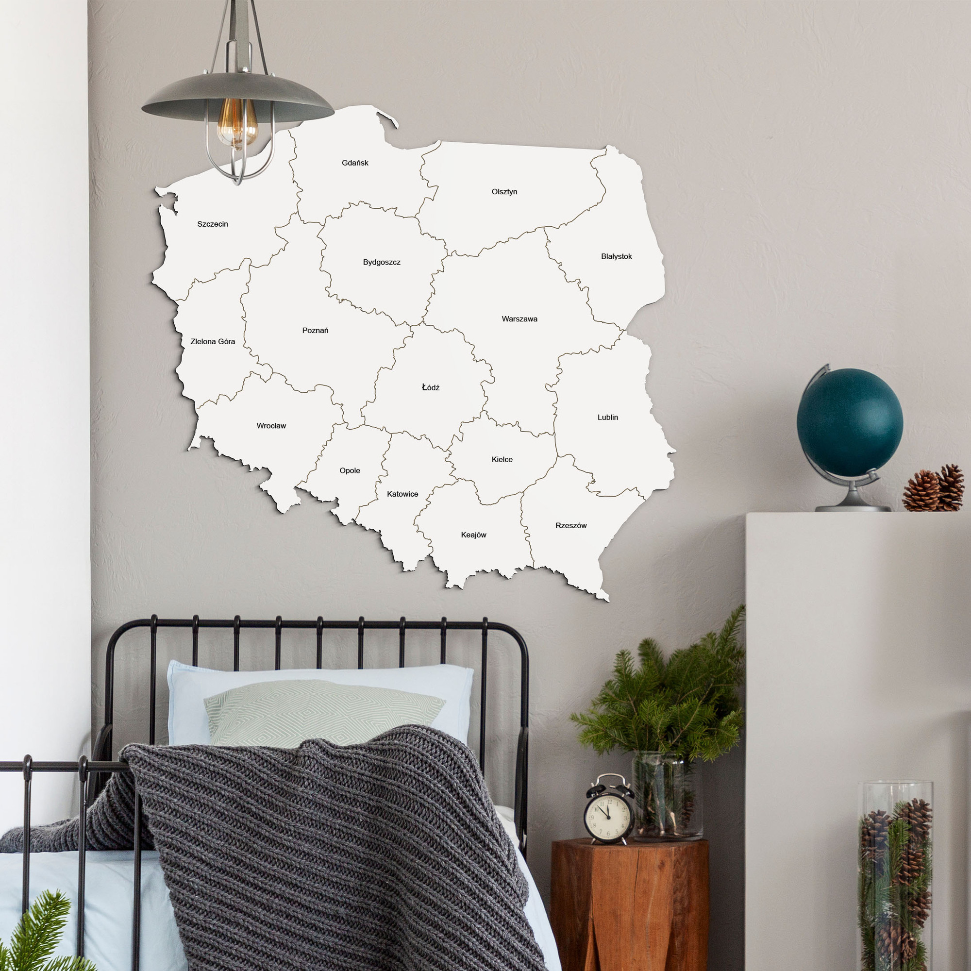 Drevená mapa Poľska na stenu + Okresy