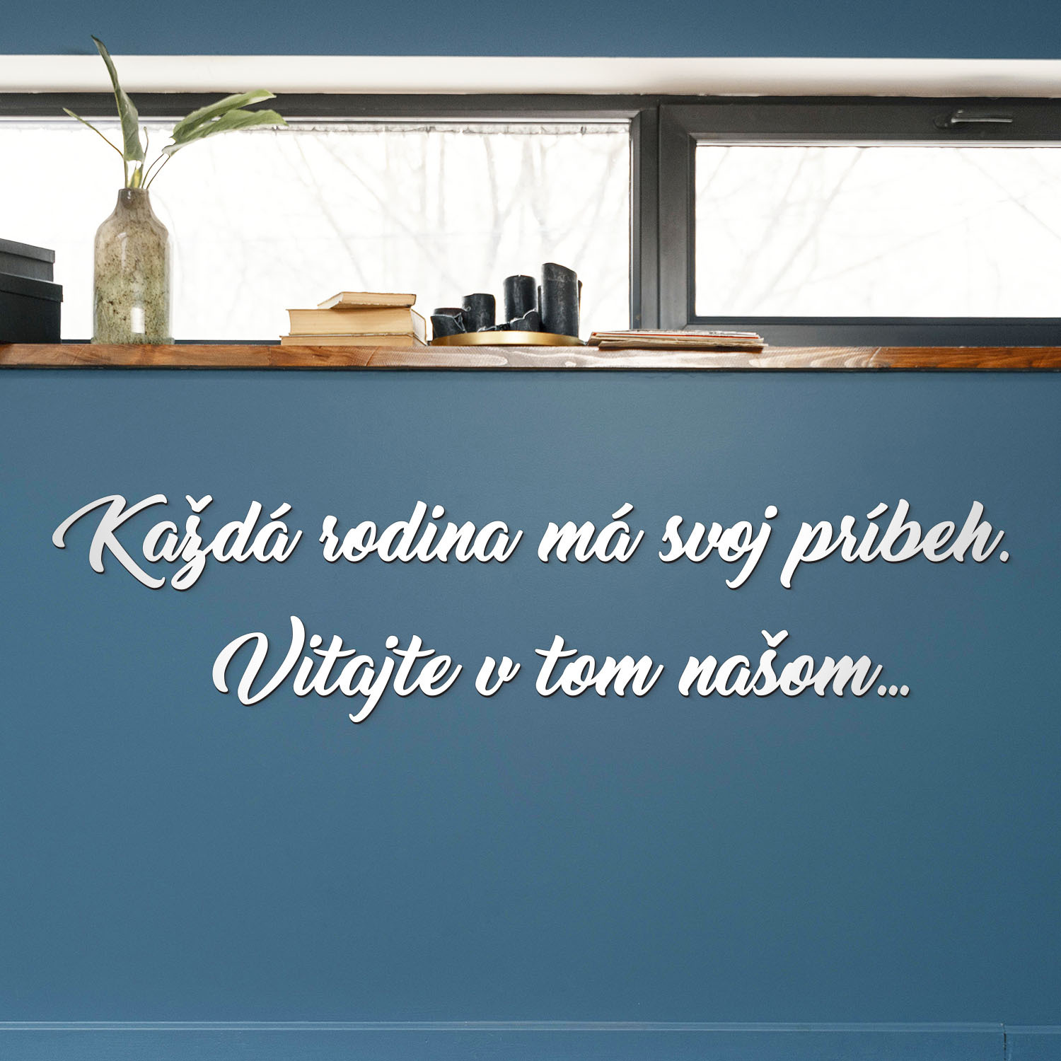 3d Nápis z dreva na stenu - Vitajte v našom príbehu