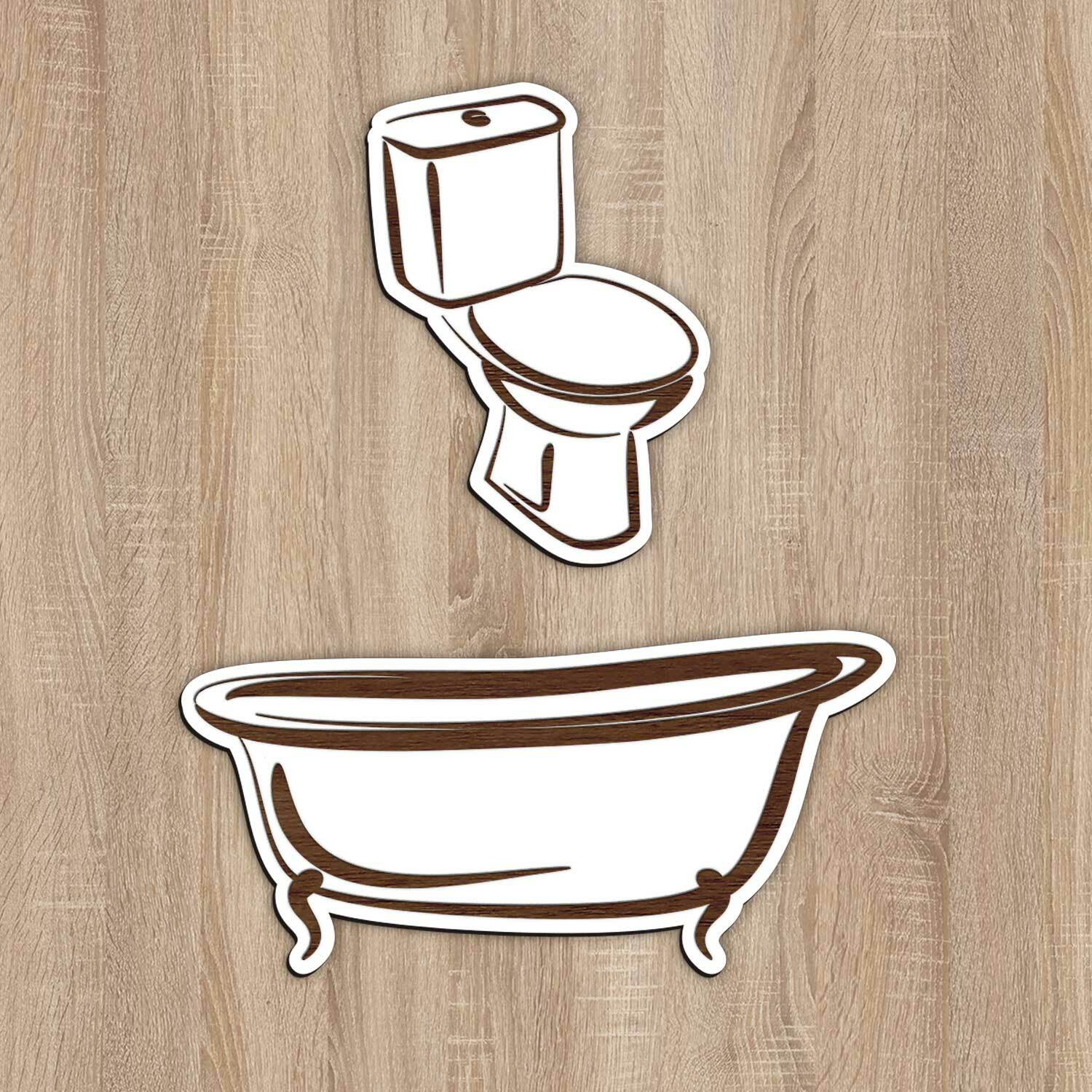 Dřevěné označení dveří WC + Koupelna