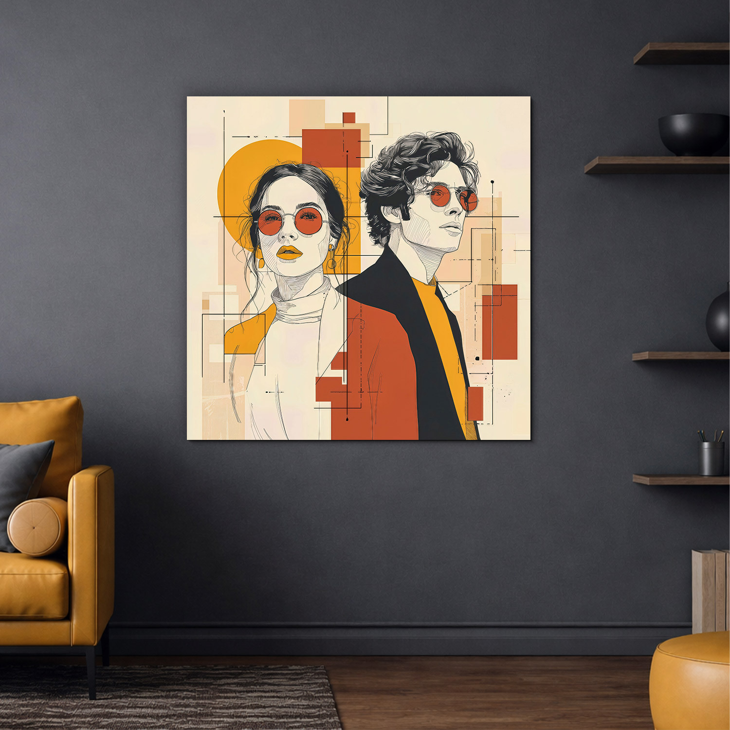 Drevený obraz - Urban Duo - Moderný portrét