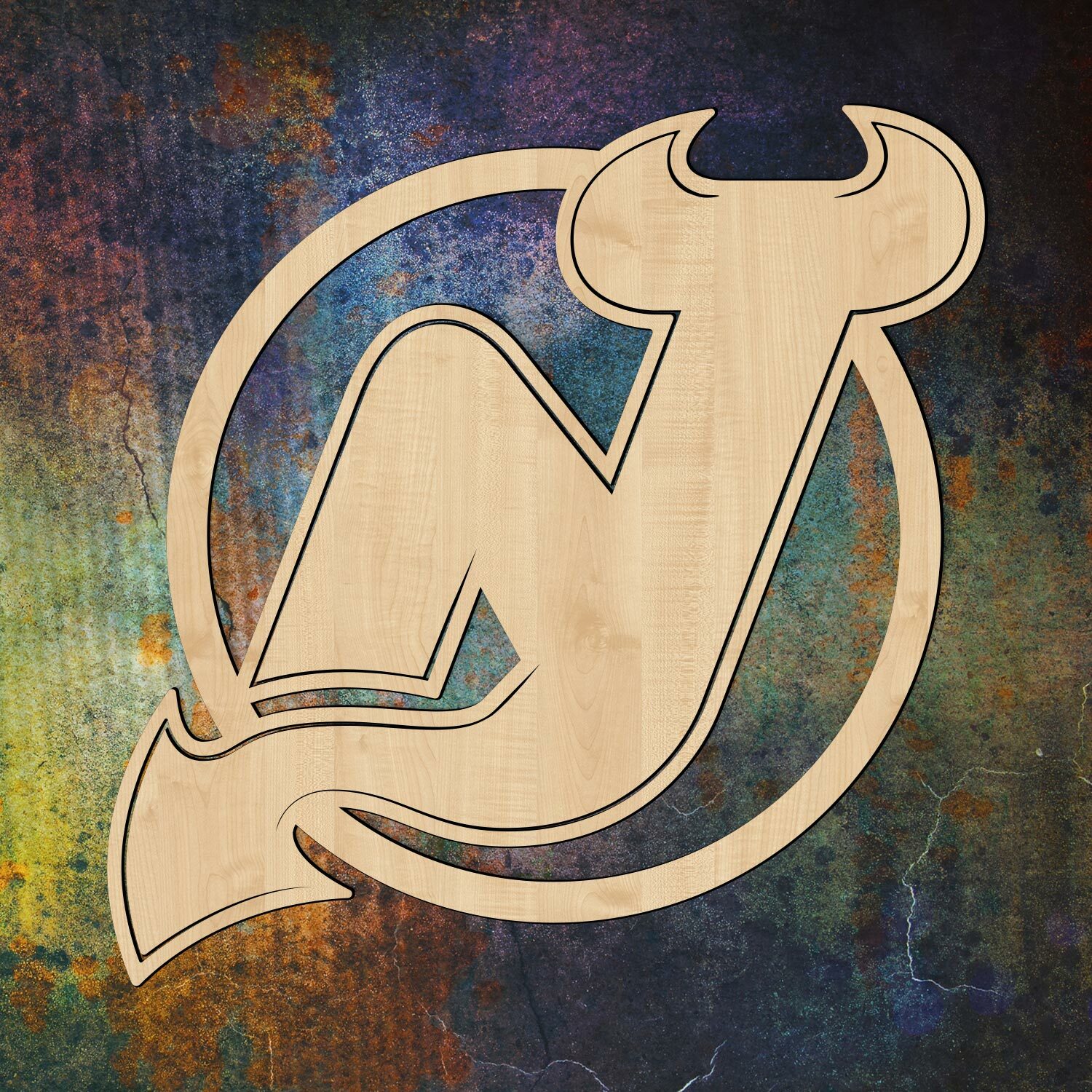 New Jersey Devils - 3D Logo na stenu, Javor