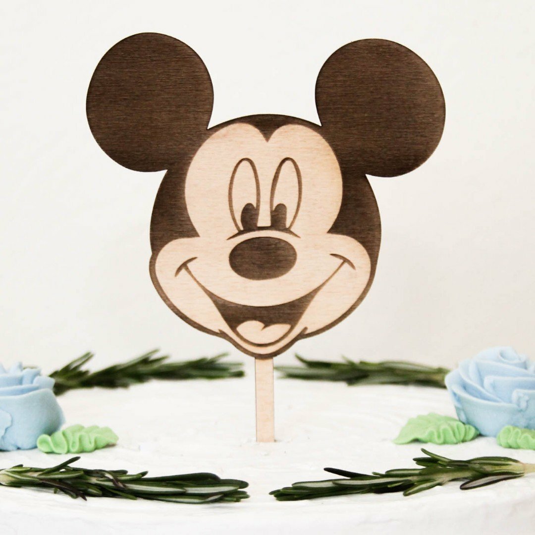 Dřevěná figurka na dort - hlava Mickey mouse