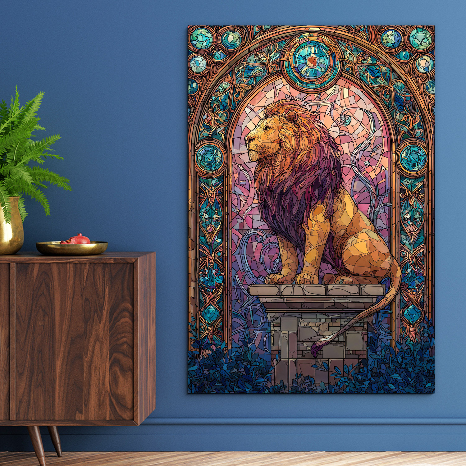 Umelecký obraz - Vitrážový lev