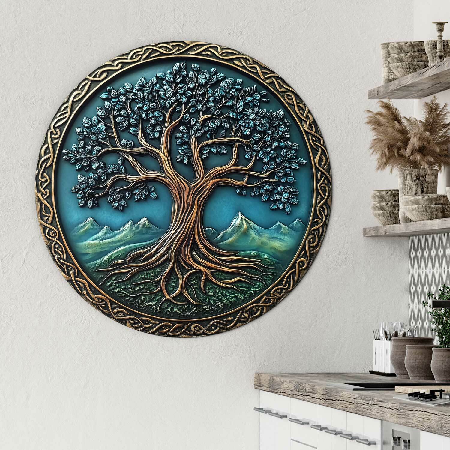 Drevený obraz - Keltský strom života - Arbor