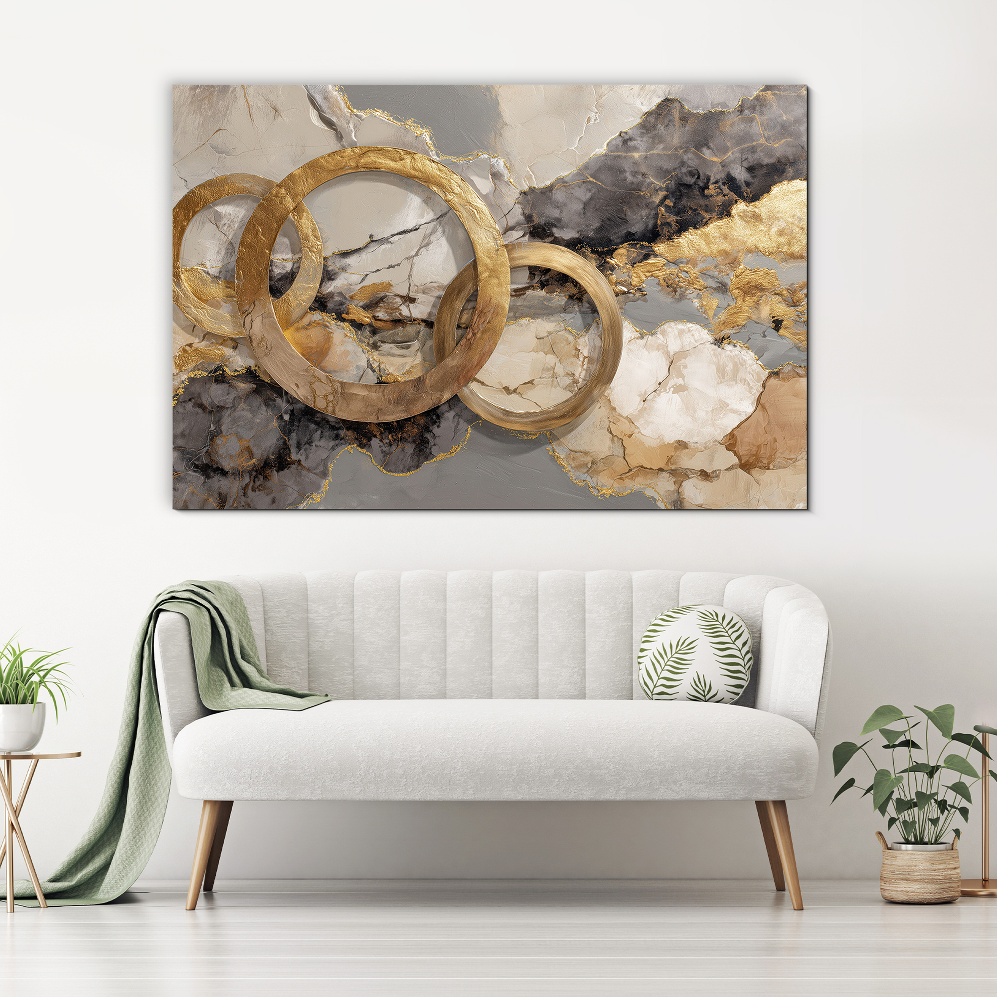 Luxusný abstraktný obraz - Zlaté prstence