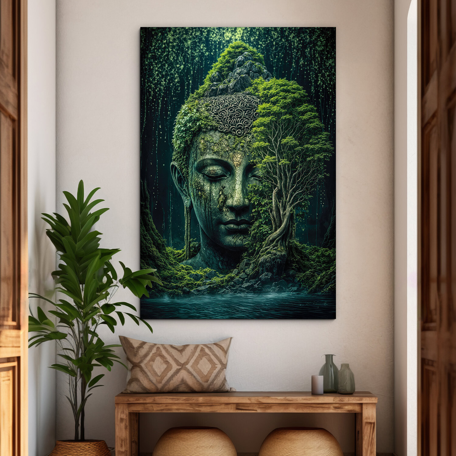Drevený obraz Buddhu - Zrodený z lesa