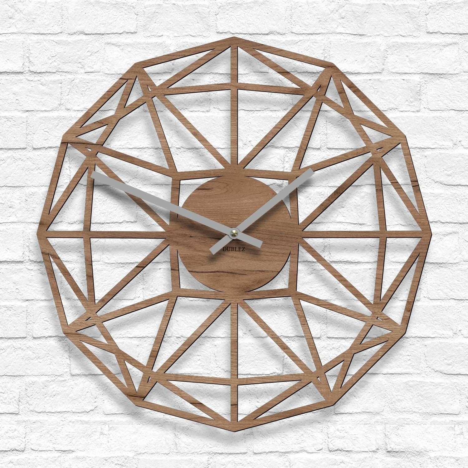 Polygonálne drevené hodiny na stenu, Dub tabakový