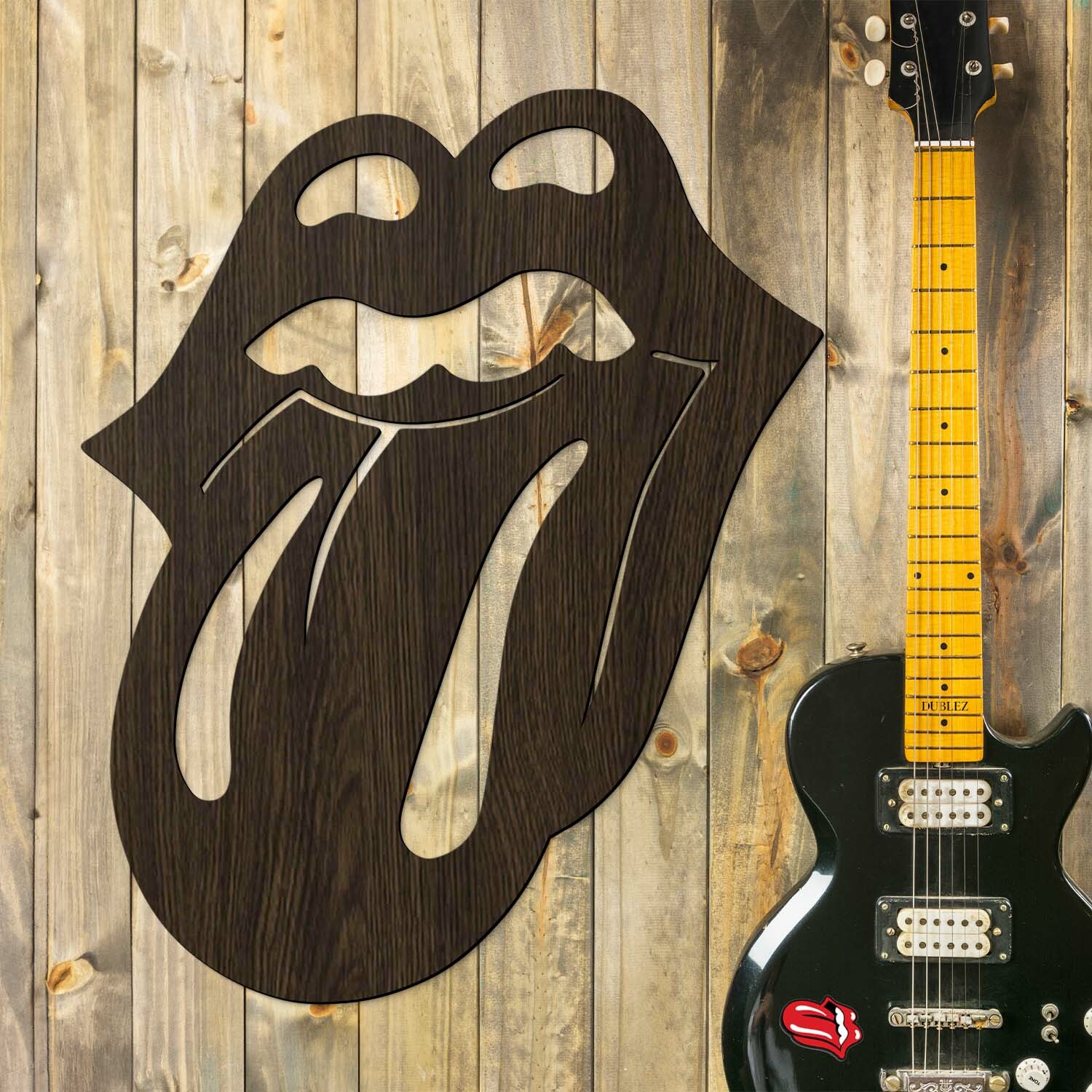 Drevený znak na stenu - The Rolling Stones, Wenge