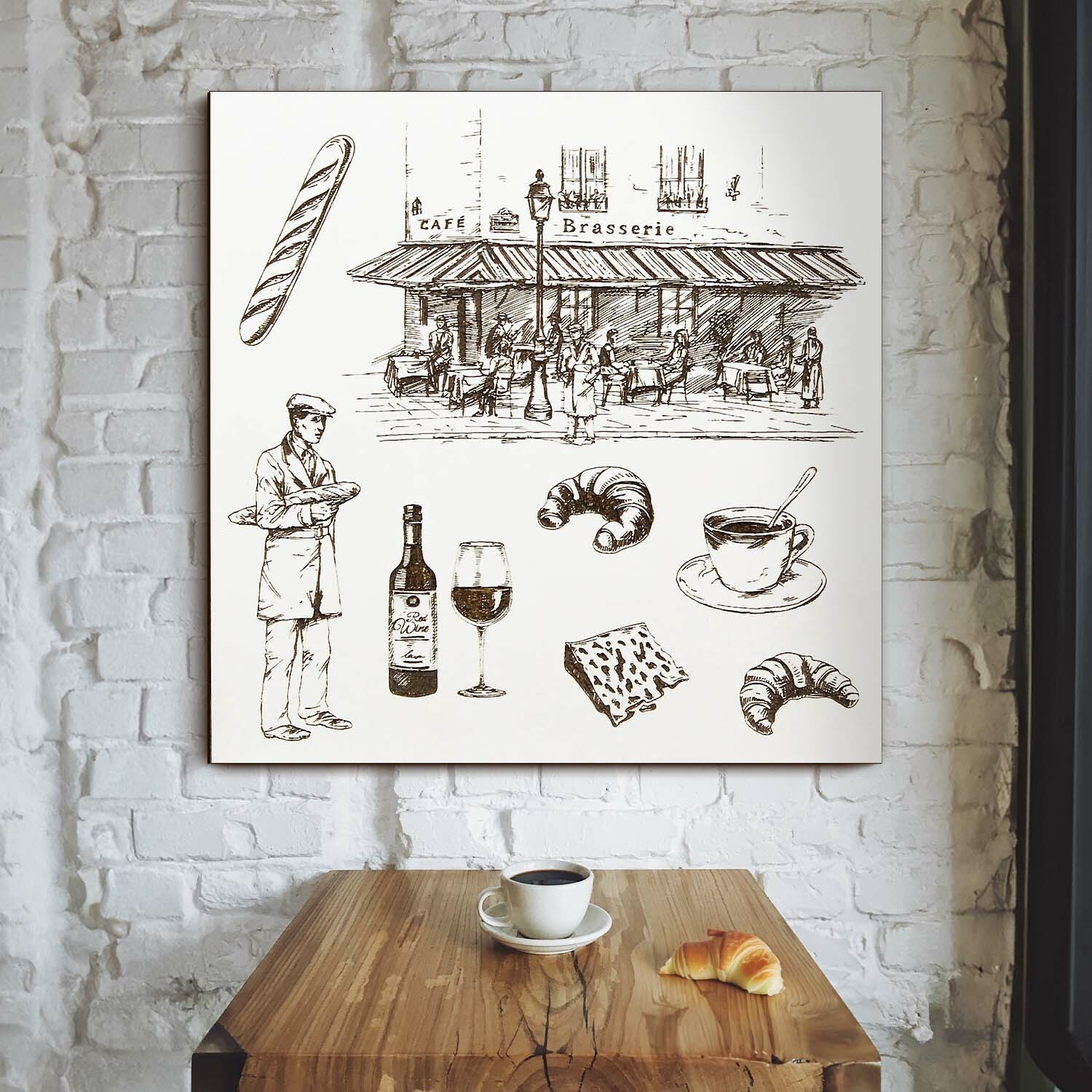 Drevený obraz do reštaurácie - Francúzska kaviareň