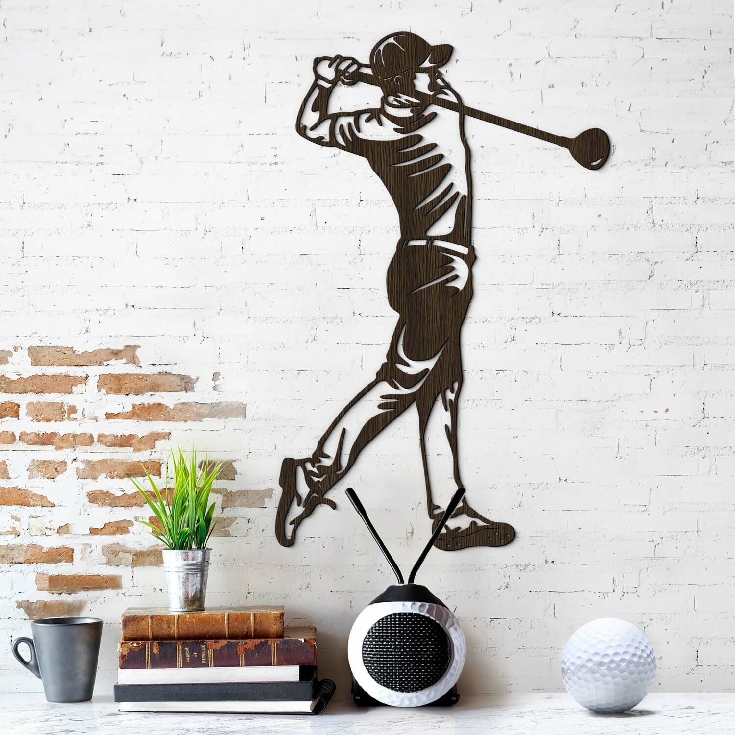 Drevený obraz na stenu - Golfista , Wenge