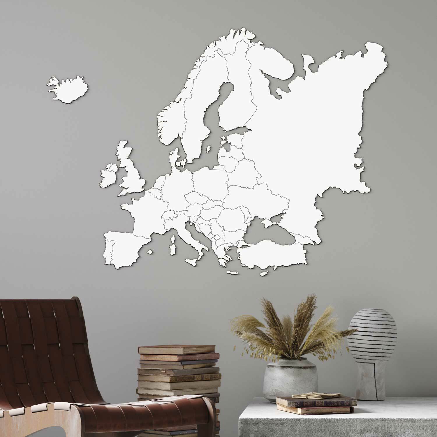 Dřevěná mapa Evropy na zeď - s hranicemi států