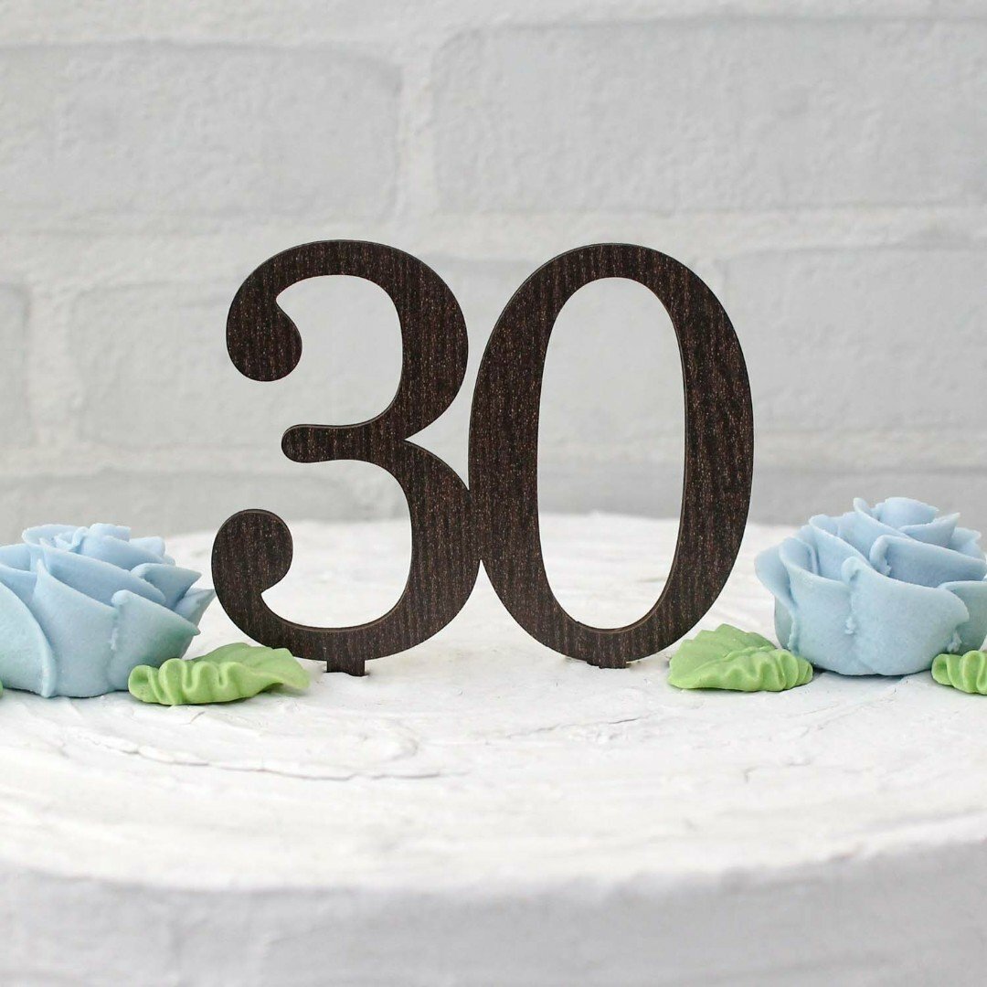 3D dřevěné číslo na dort 30
