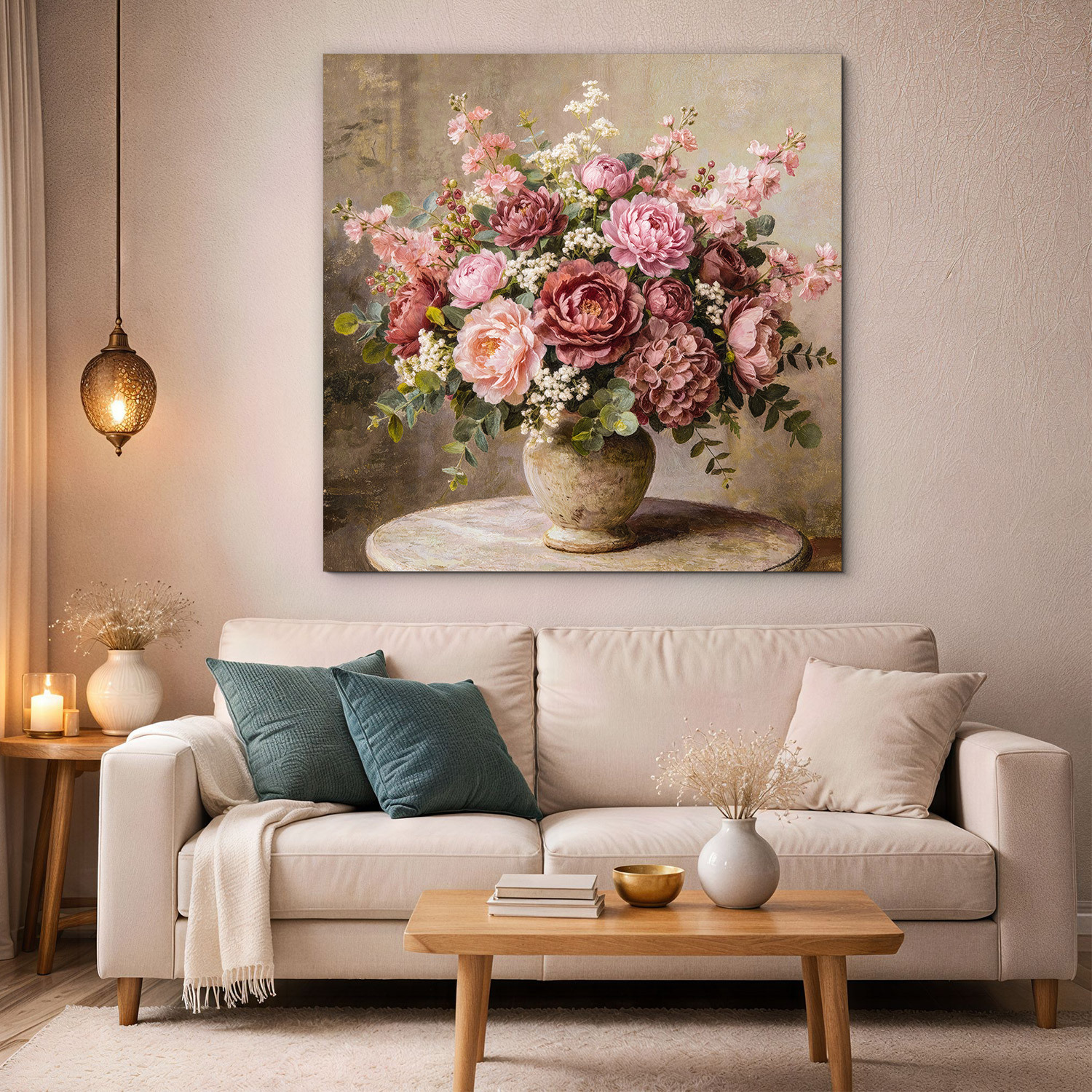 Tablou romantic vintage - Buchet într-o vază