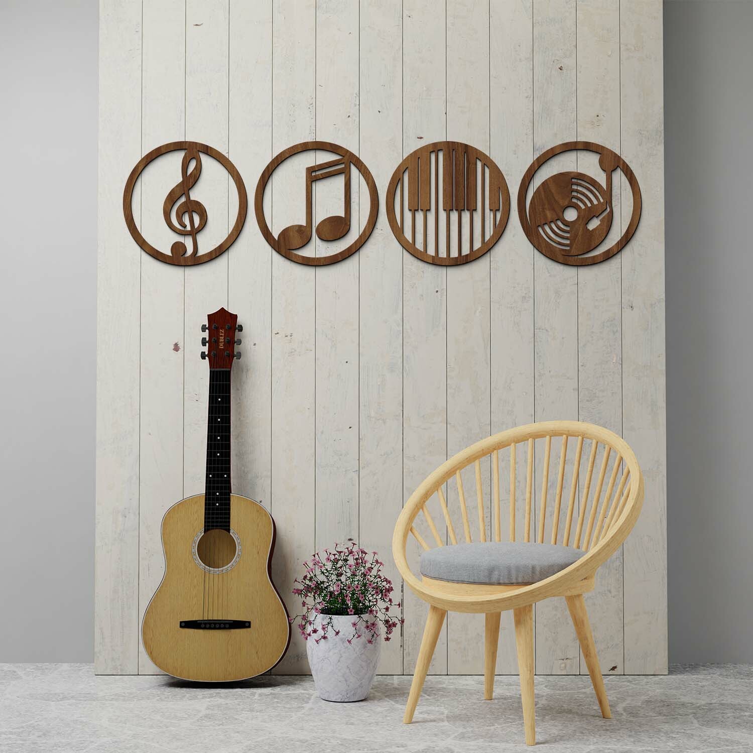 Dřevěné nálepky na zeď - Hudební ikony