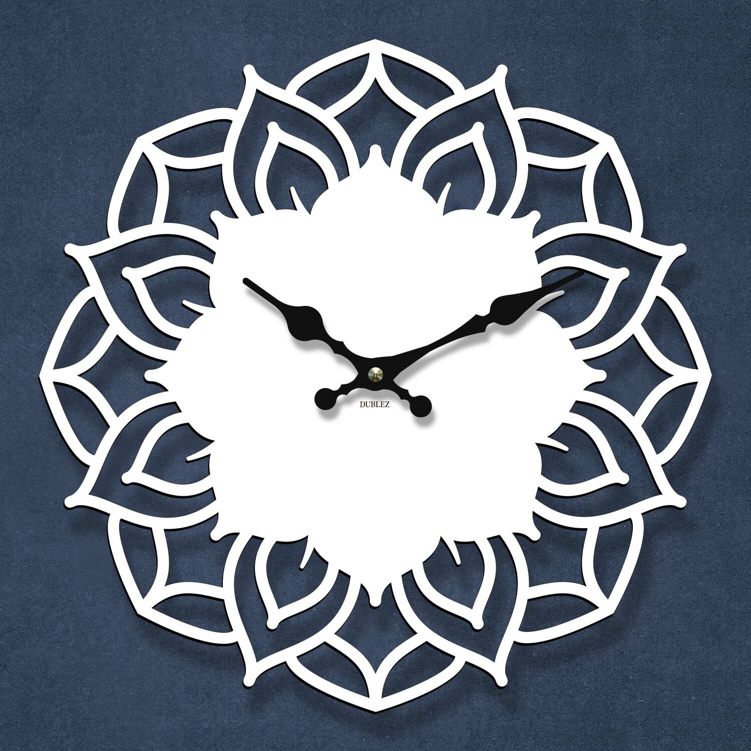 Drevené hodiny mandala - Aura, Biela