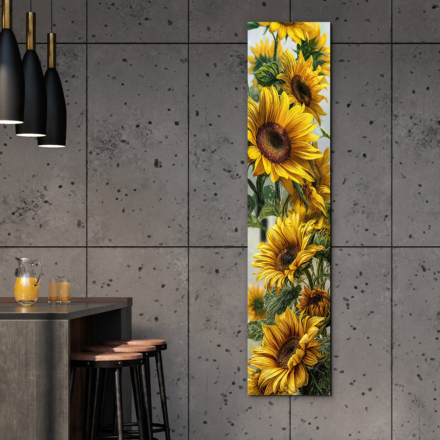 Drevený panel na stenu - Slnečnice