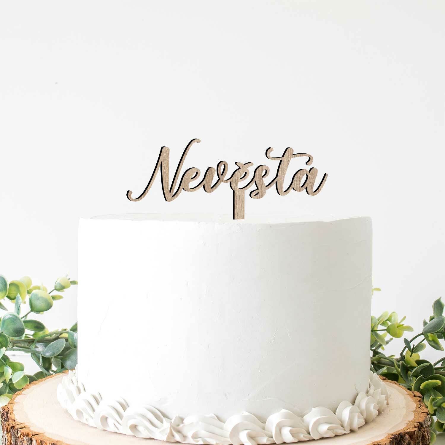 Dřevěný nápis na svatební dort - Nevěsta