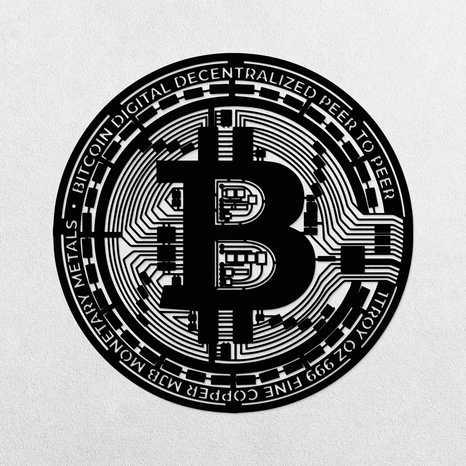 Drevený symbol na stenu - Bitcoin