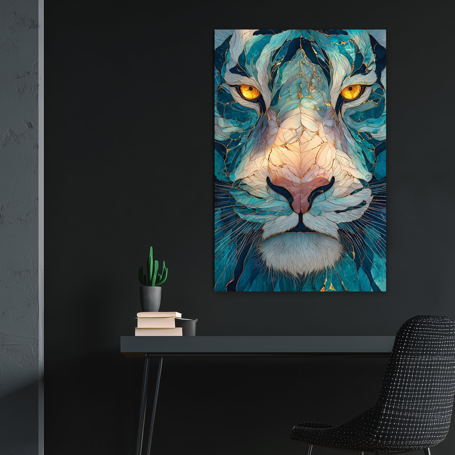 Drevený obraz - Zafírový tiger