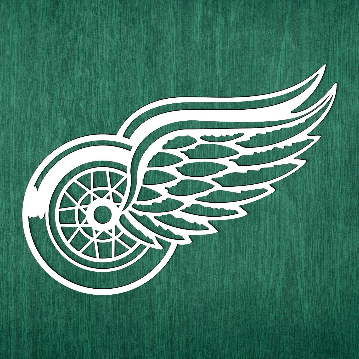 Drevené logo - Detroit Red Wings, Biela