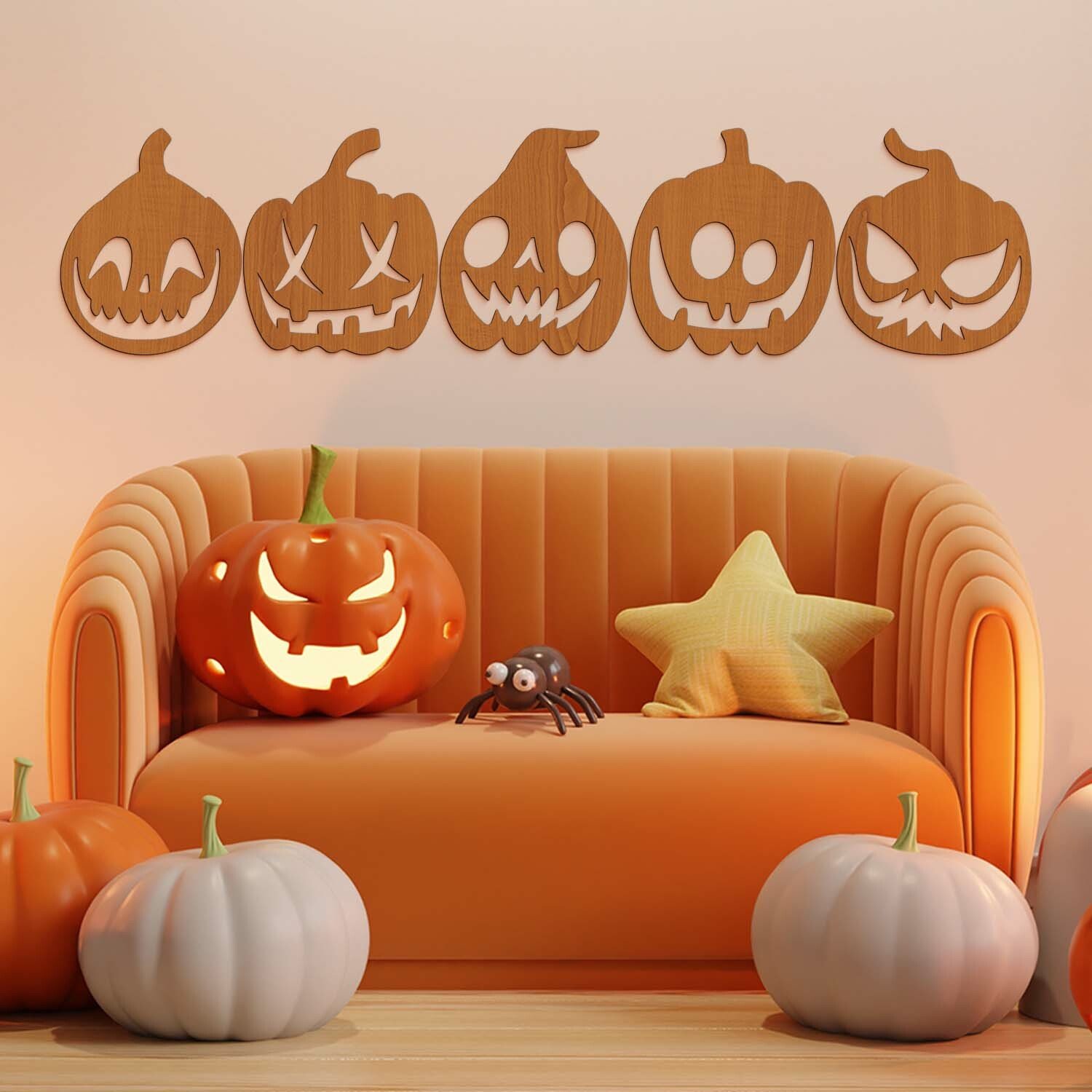 Dřevěná dekorace na Halloween - Dýně