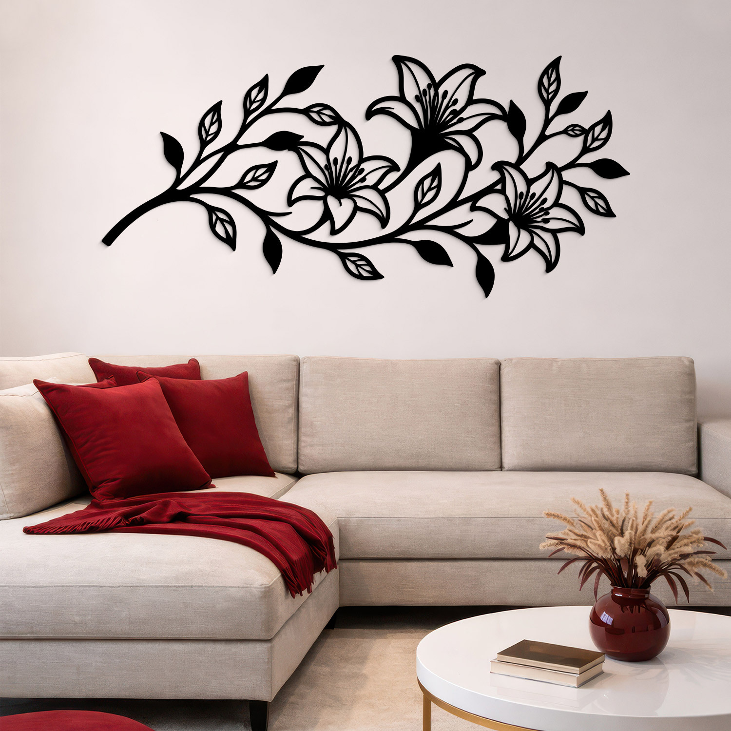 Decorațiune florală din lemn - Crini
