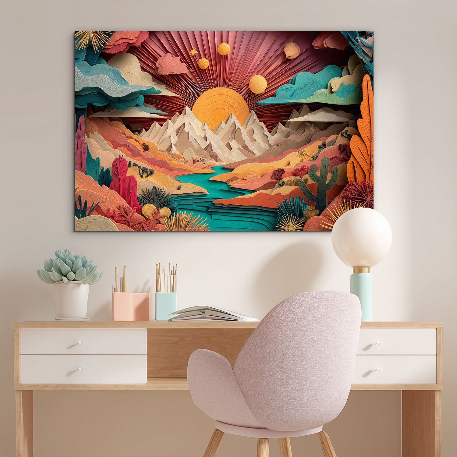 Drevený obraz - Origami svet