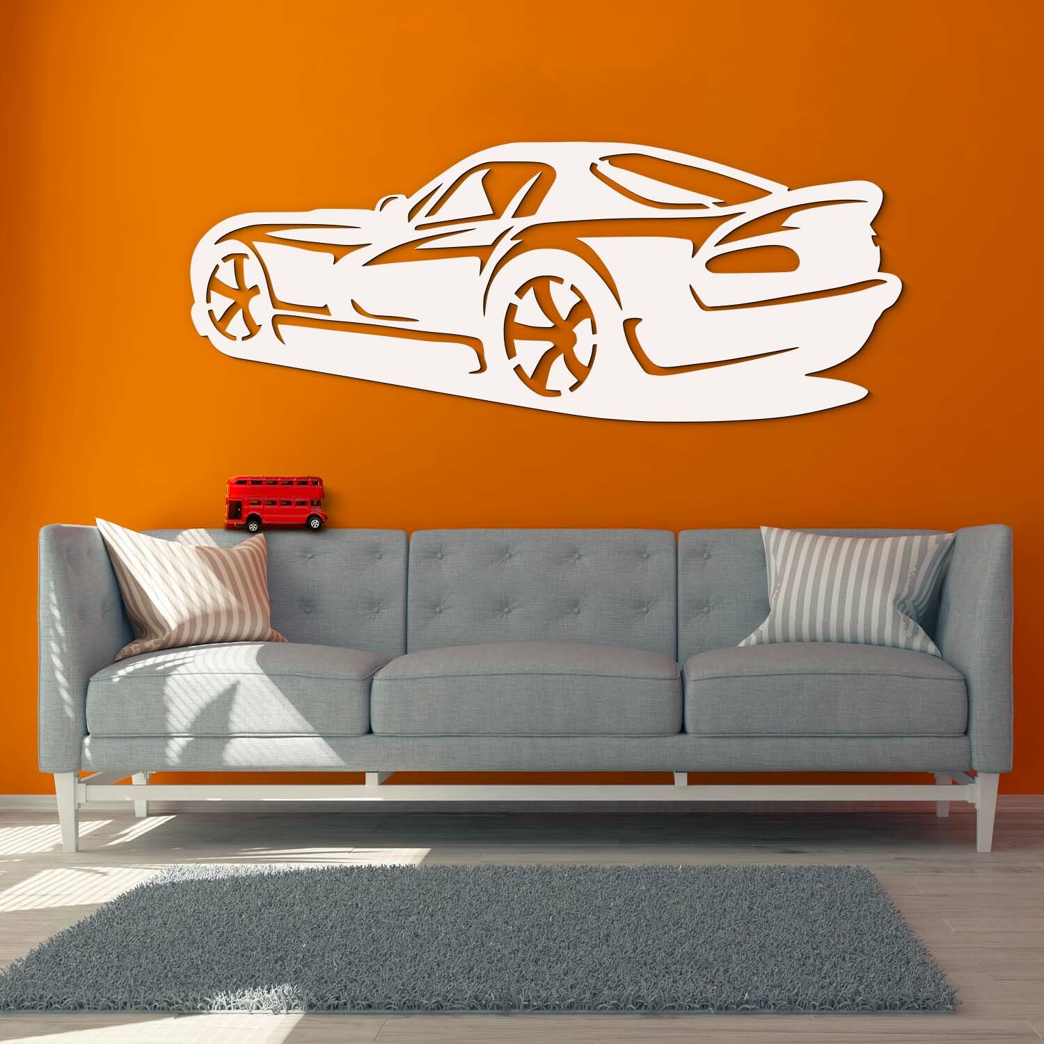 Drevená dekorácia na stenu - Auto Dodge Viper, Biela